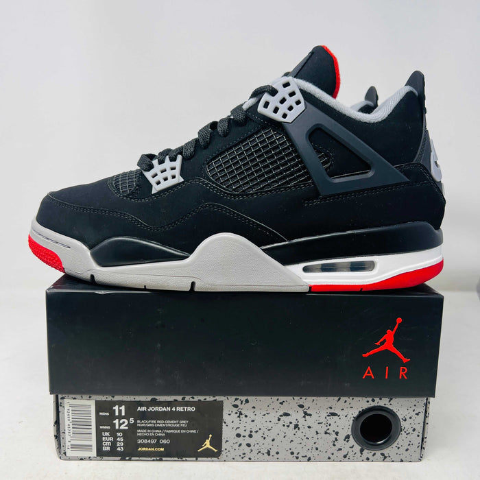 Jordan 4 Retro Bred 2019 sneakers with clean uppers and good box condition