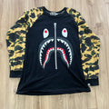 A BATHING APE 1st Camo Shark Tee Logo Long Sleeve Tee Black