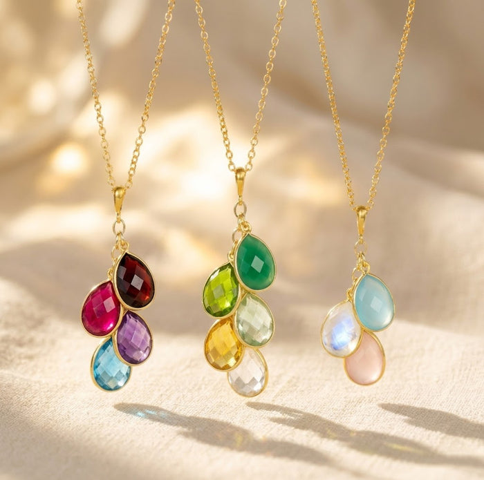 Additional Teardrop Birthstone Charm for Mom Necklace, Teardrop Birthstone Bezel Pendant