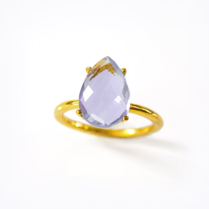Alexandrite Teardrop Prong Set Ring | June Birthstone, Sterling Silver, Gold Vermeil, Rose Gold Vermeil, Birthday or Anniversary Gift for Her, Wife