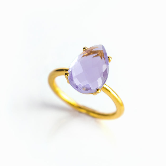Alexandrite Teardrop Prong Set Ring | June Birthstone, Sterling Silver, Gold Vermeil, Rose Gold Vermeil, Birthday or Anniversary Gift for Her, Wife