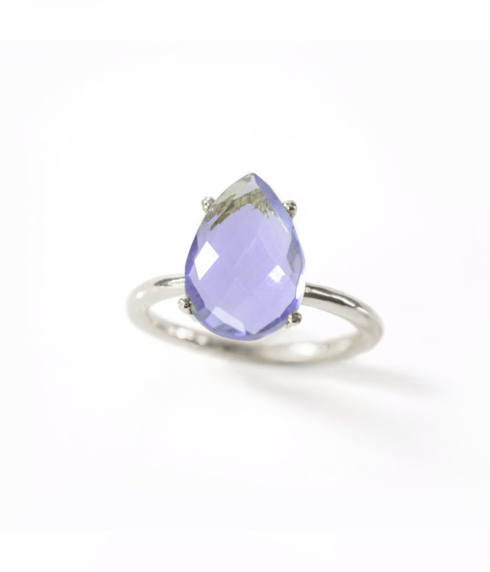 Alexandrite Teardrop Prong Set Ring | June Birthstone, Sterling Silver, Gold Vermeil, Rose Gold Vermeil, Birthday or Anniversary Gift for Her, Wife