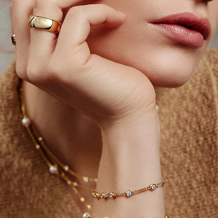 Ania Haie Cubic Zirconia Bracelet in Sterling Silver with 14kt Yellow Gold Plate