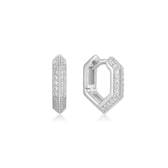 Ania Haie Cubic Zirconia Huggie Hoop Earrings in Sterling Silver