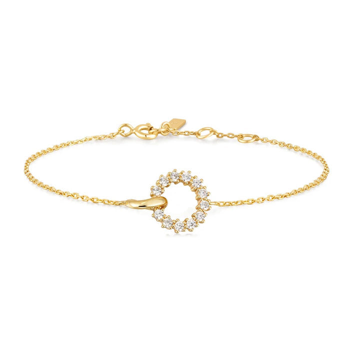 Ania Haie Cubic Zirconia Interlocking Circle Bracelet in Sterling Silver with 14kt Gold Plate