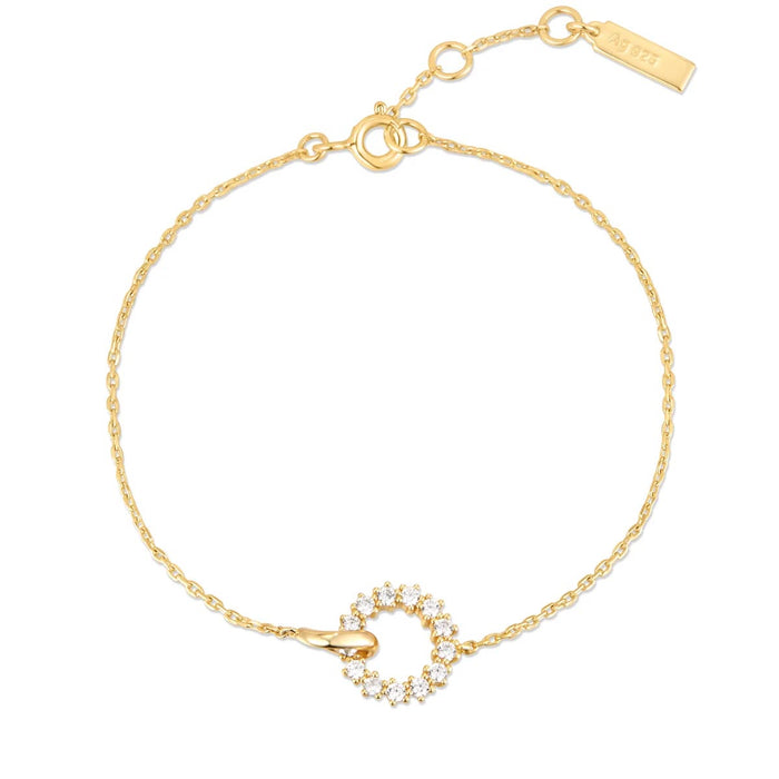Ania Haie Cubic Zirconia Interlocking Circle Bracelet in Sterling Silver with 14kt Gold Plate