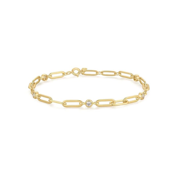 Ania Haie Cubic Zirconia Paperclip Bracelet in Sterling Silver with 14kt Gold Plate
