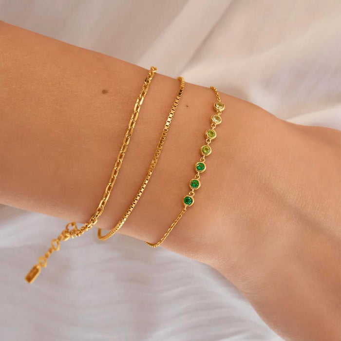 Ania Haie Green Cubic Zirconia Bracelet in Sterling Silver with 14kt Yellow Gold Plate