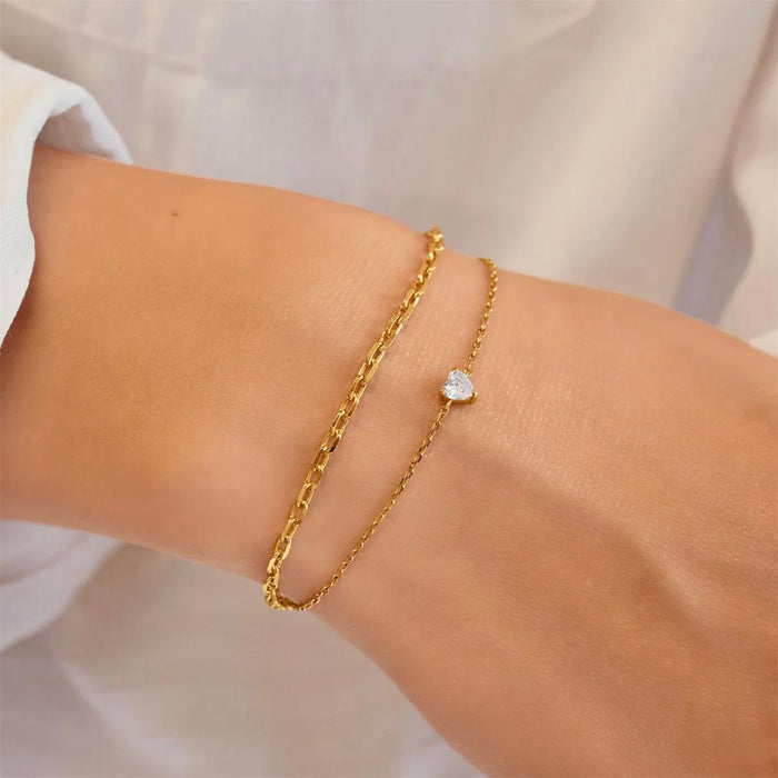 Ania Haie Heart Shape Cubic Zirconia Bracelet in Sterling Silver with 14kt Yellow Gold Plate