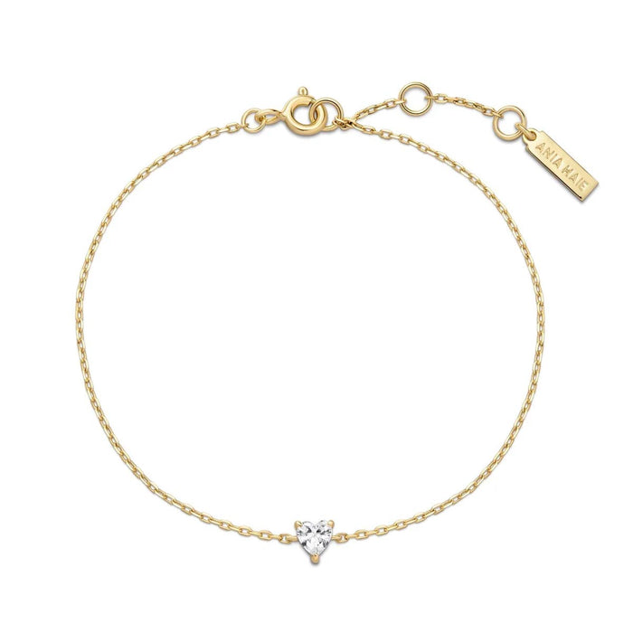 Ania Haie Heart Shape Cubic Zirconia Bracelet in Sterling Silver with 14kt Yellow Gold Plate