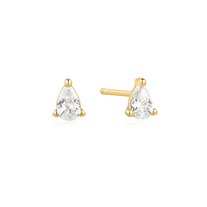 Ania Haie Pear Shaped Cubic Zirconia Earrings in Sterling Silver with 14kt Gold Plate