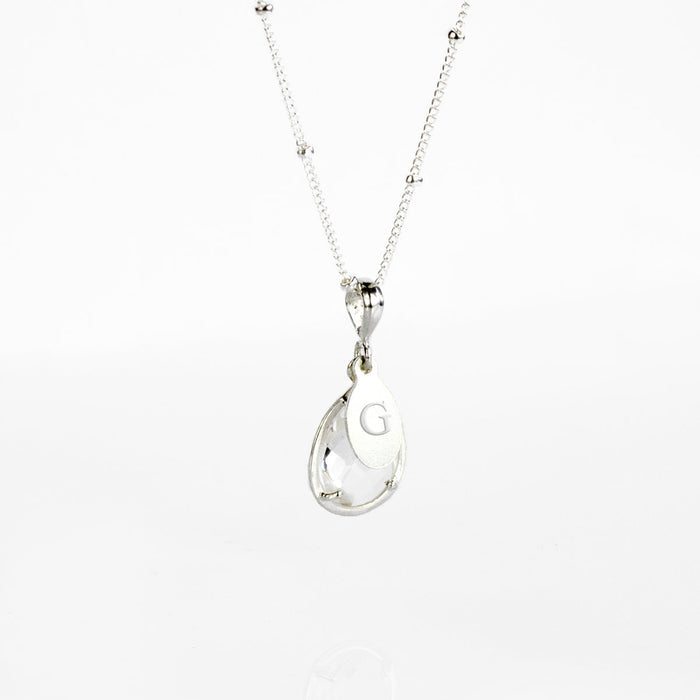 April Birthstone & Name Necklace | Clear Quartz, Personalized Birthday Gift for Women, Sterling Silver or Gold Filled, Meaningful Jewelry Gift for Her