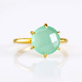 Aqua Chalcedony Round Prong Set Ring : March Birthstone