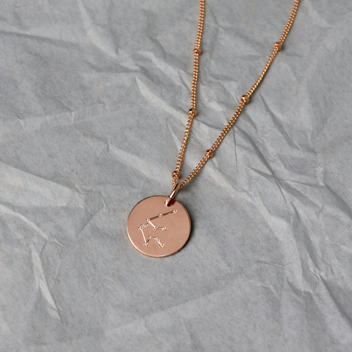 Aquarius Constellation Necklace with Monogram Engraving on Back