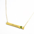 August Custom Bar Necklace with Bezel Birthstone