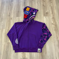 BAPE Color Camo Giant Shark Loose Fit Full Zip Hoodie Purple