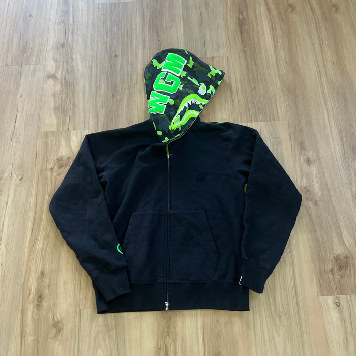 BAPE Neon Green Camo Shark Hoodie