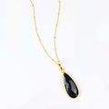 Black Onyx Elongated Teardrop Pendant Necklace