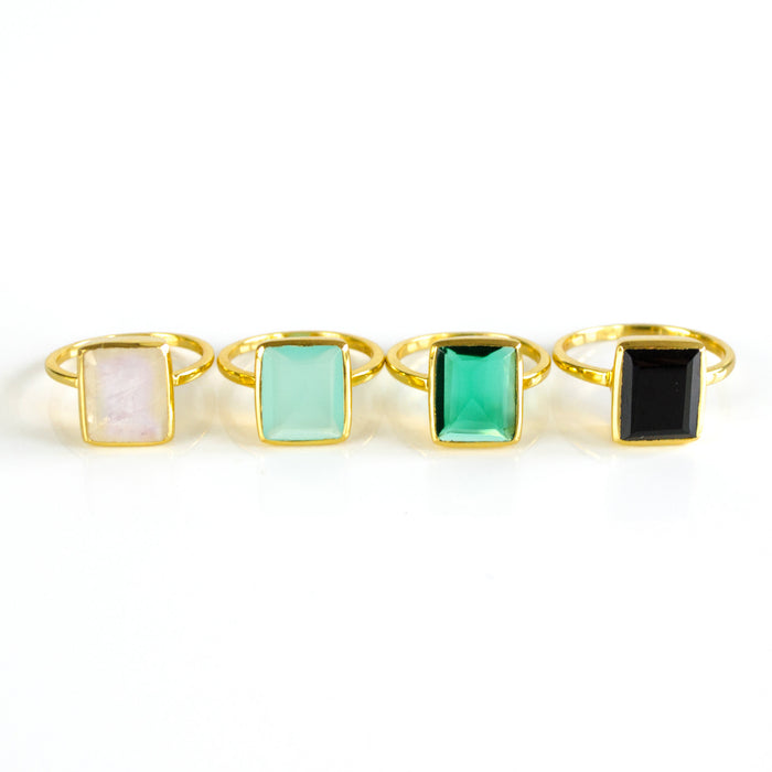 Black Onyx Rectangle Bezel Set Ring