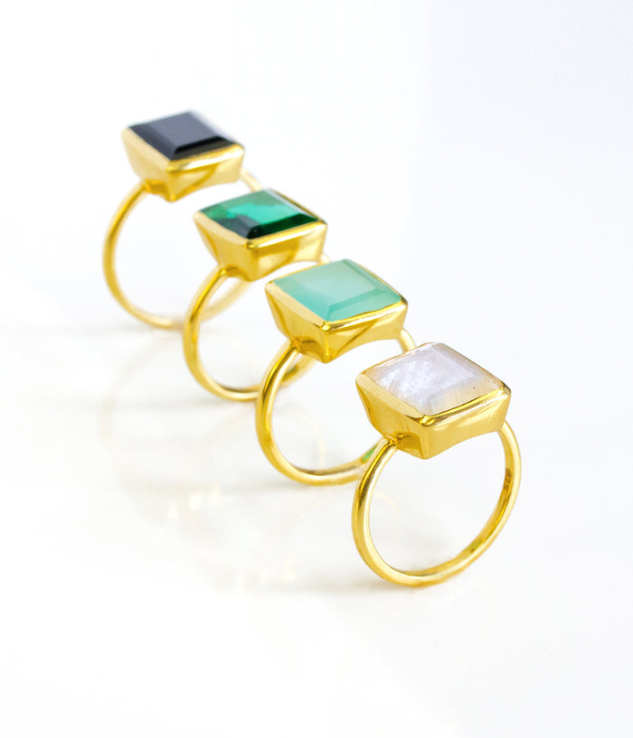 Black Onyx Rectangle Bezel Set Ring