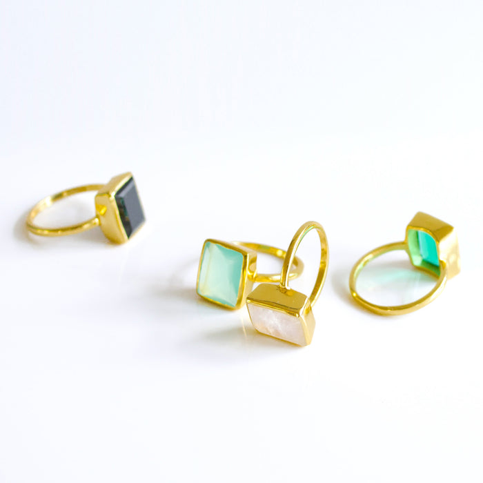 Black Onyx Rectangle Bezel Set Ring
