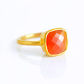 Gold plated carnelian ring, birthstone jewelry, orange gemstone ring, square cushion faceted carnelian, Bezel set ring, Sterling silver ring, carnelian gift, birthday gift, ring for her, birthstone ring, birthstone