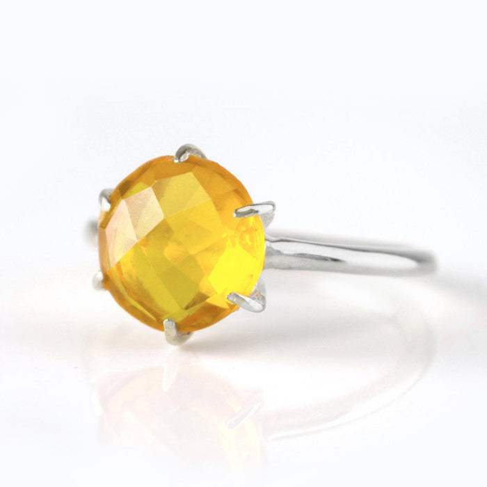 Citrine Round Prong Set Ring : November Birthstone