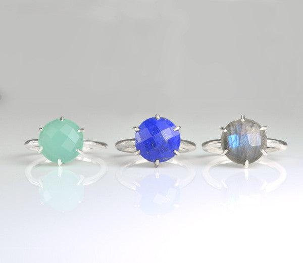 Clear Quartz Round Prong Set Ring : April Birthstone