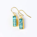 Copper Turquoise Bar Earrings, December Birthstone : Adira Series