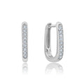 Crislu Cubic Zirconia Square Huggie Hoops in Sterling Silver with Platinum Finish