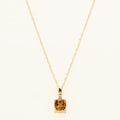 Cushion Cut Citrine Necklace in 10kt Yellow Gold with Diamond (.01ct)