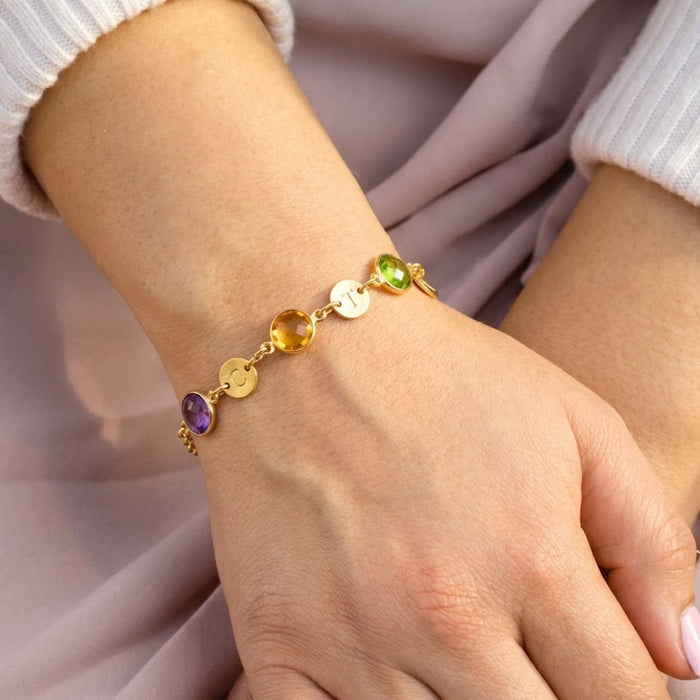 Custom initial birthstone bracelet for mom family jewelry gift