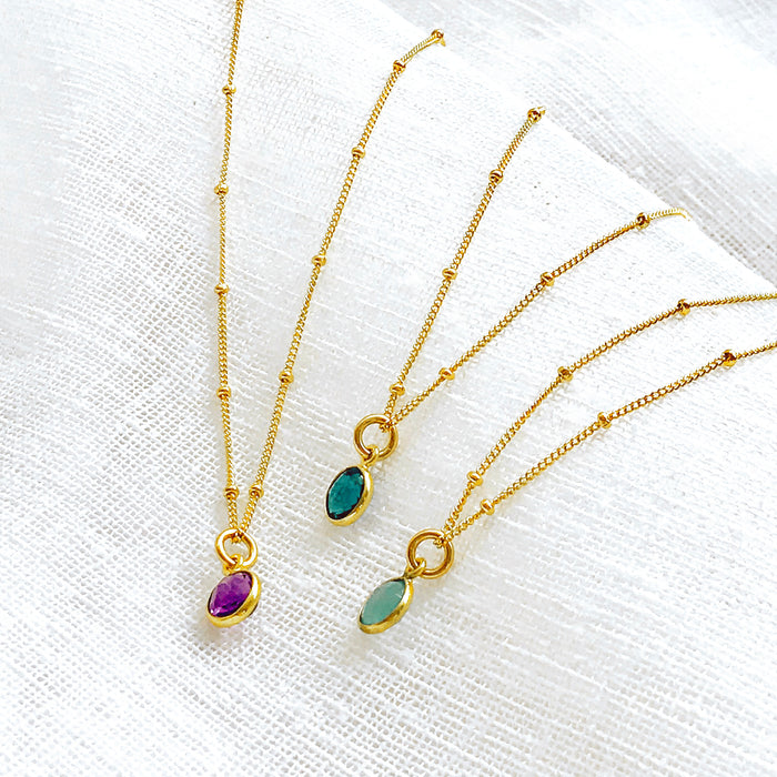 Custom Birthstone Dainty Necklace