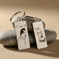 Custom Engraved Rectangle Keychain, Personalized Drawing & Handwriting Gift