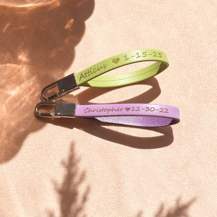 Custom Leather or Cork Keychain Clip, Loop Keychain, Personalized Name Keychain, Engraved Keychain Gift for Her, Custom Party Favors, Group Gift Ideas