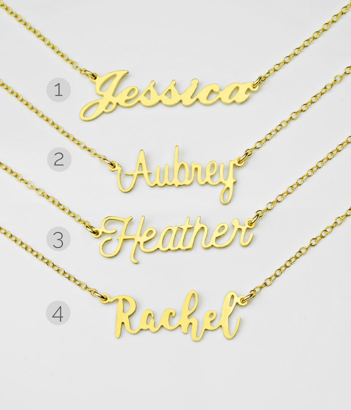 Custom Name Plate Necklace in Gold of Sterling SIlver