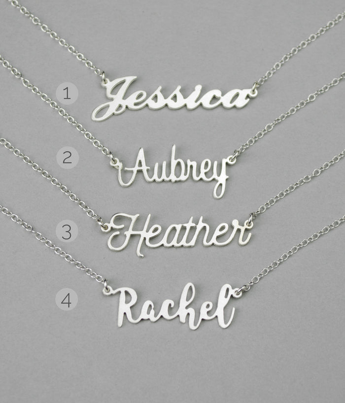 Custom Name Plate Necklace in Gold of Sterling SIlver