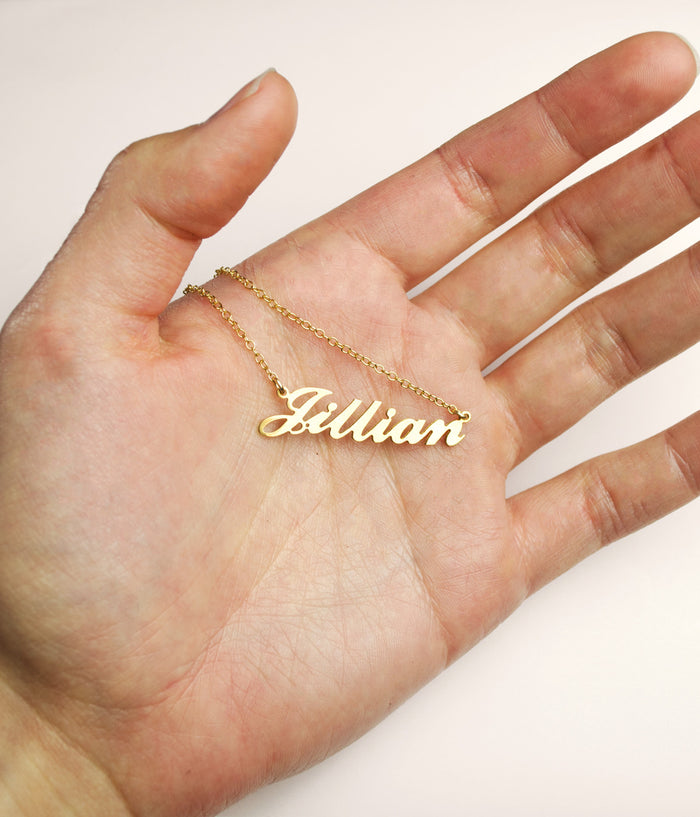 Custom Name Plate Necklace in Gold of Sterling SIlver
