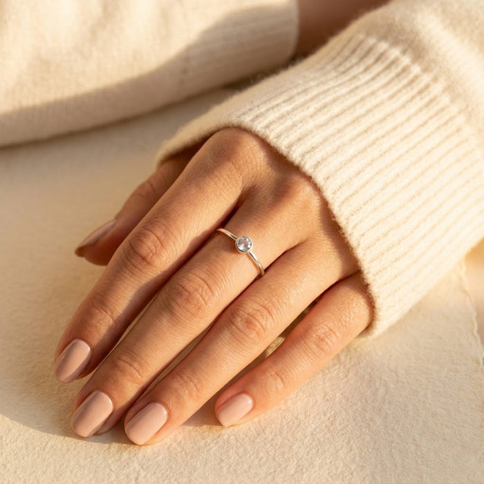 clear quartz stacking rings gold