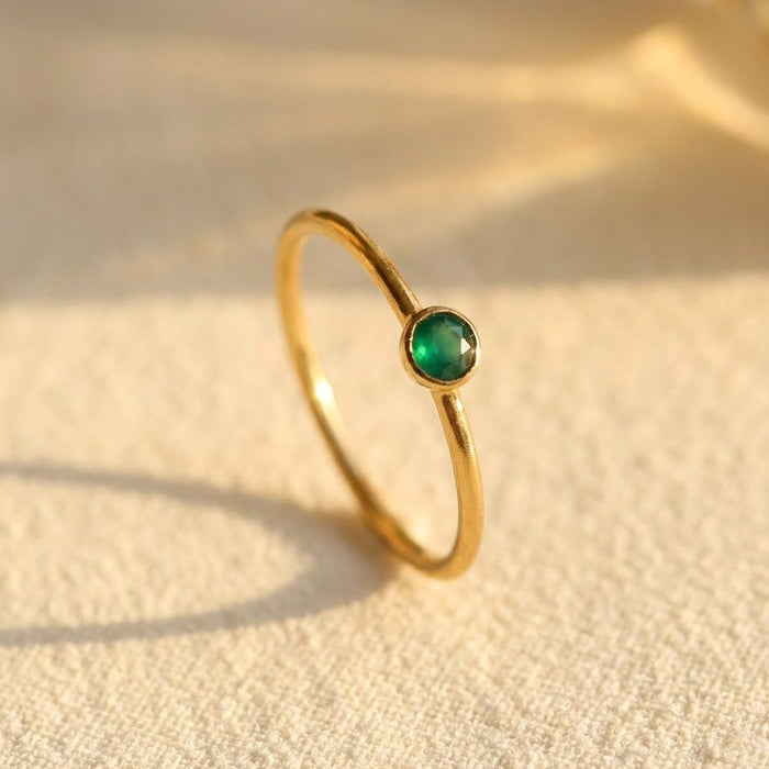 green onyx ring gold may birthstone dainty stacking ring