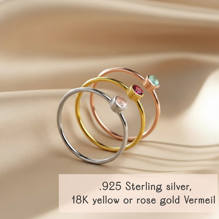 Dainty Pink Chalcedony Stacking Ring | October Birthstone, Tiny Stackable