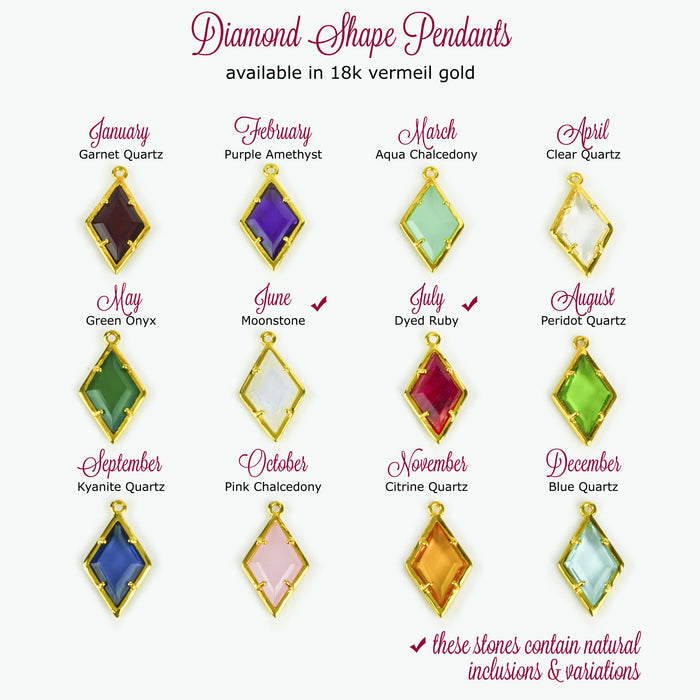 Diamond Shaped Birthstone and Name Necklace : February Purple Amethyst