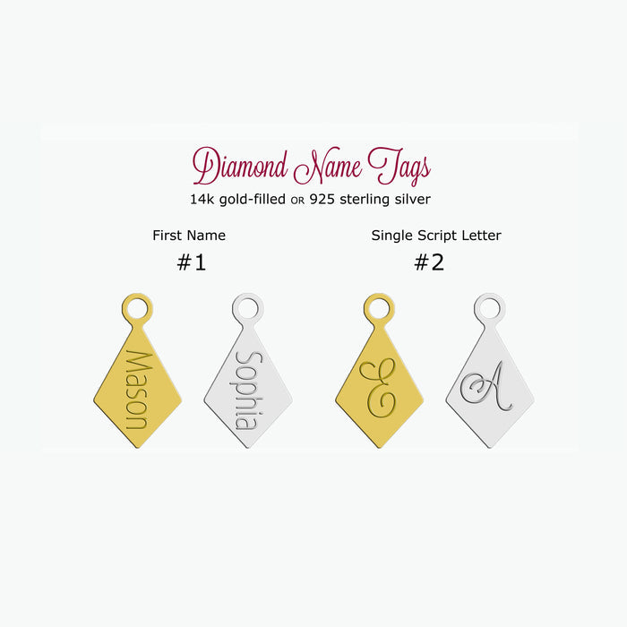 Engraved Diamond Name or Letter Charm