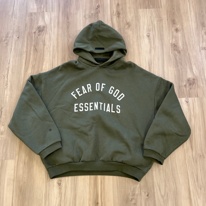 Fear of God Essentials Kids Fleece Hoodie Military