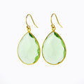 Faceted Green Amethyst Bezel Set Earrings - February Birthstone
