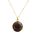 Faceted Round Smoky Quartz bezel station Necklace