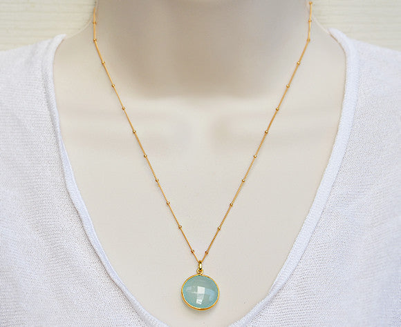 Faceted Round Smoky Quartz bezel station Necklace