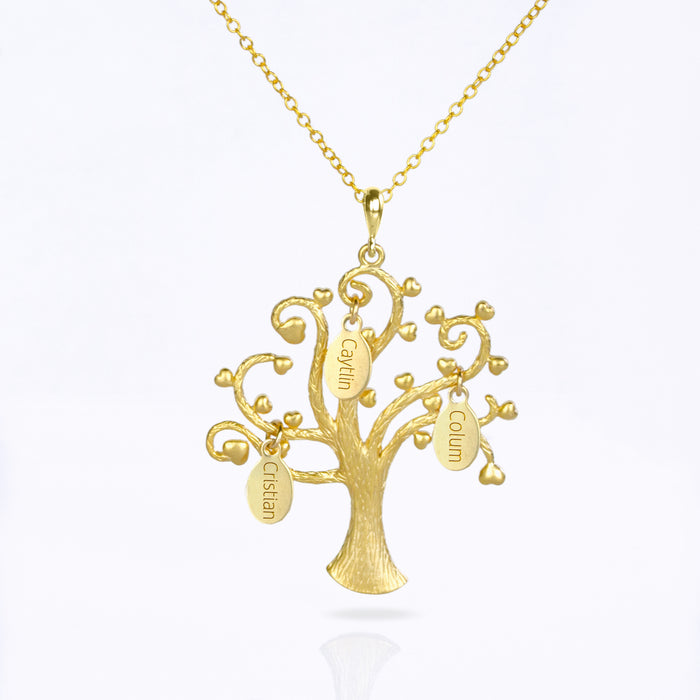 Family Swirly Tree Necklace with Kids Names