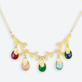 Family Tree Style Necklace with Branches, Birthstones, and Letter Charms