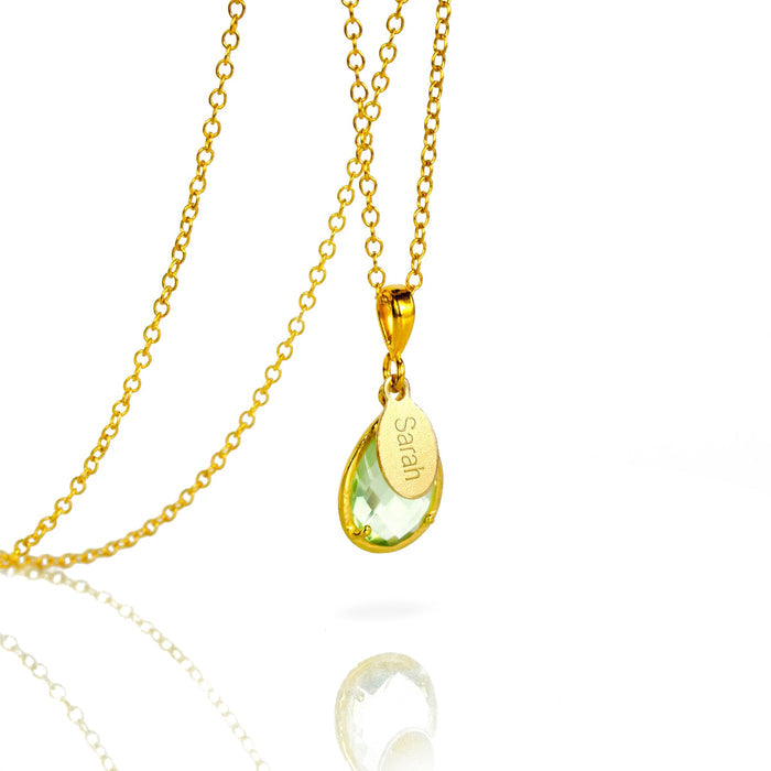 February Birthstone & Name Necklace : Green Amethyst